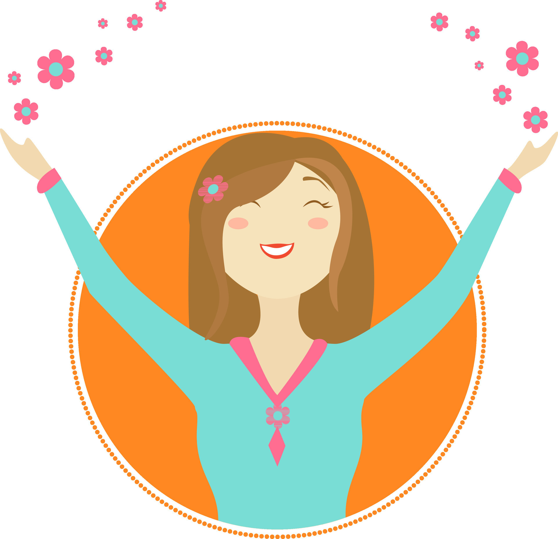Character of a girl open arms. 24855607 Vector Art at Vecteezy