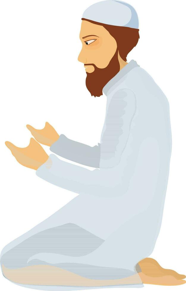 Character of muslim man praying. vector