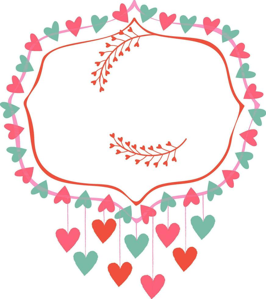 Frame design decorated with hearts. vector