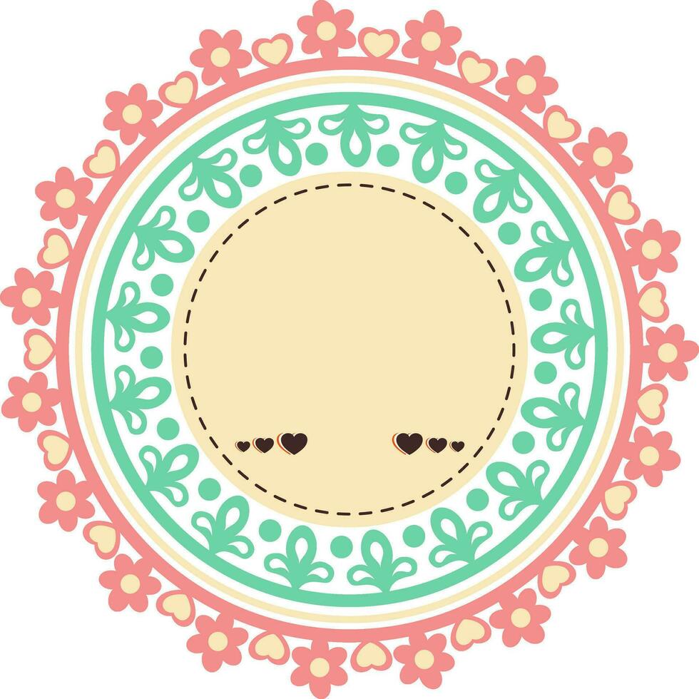 Rounded floral design frame. vector