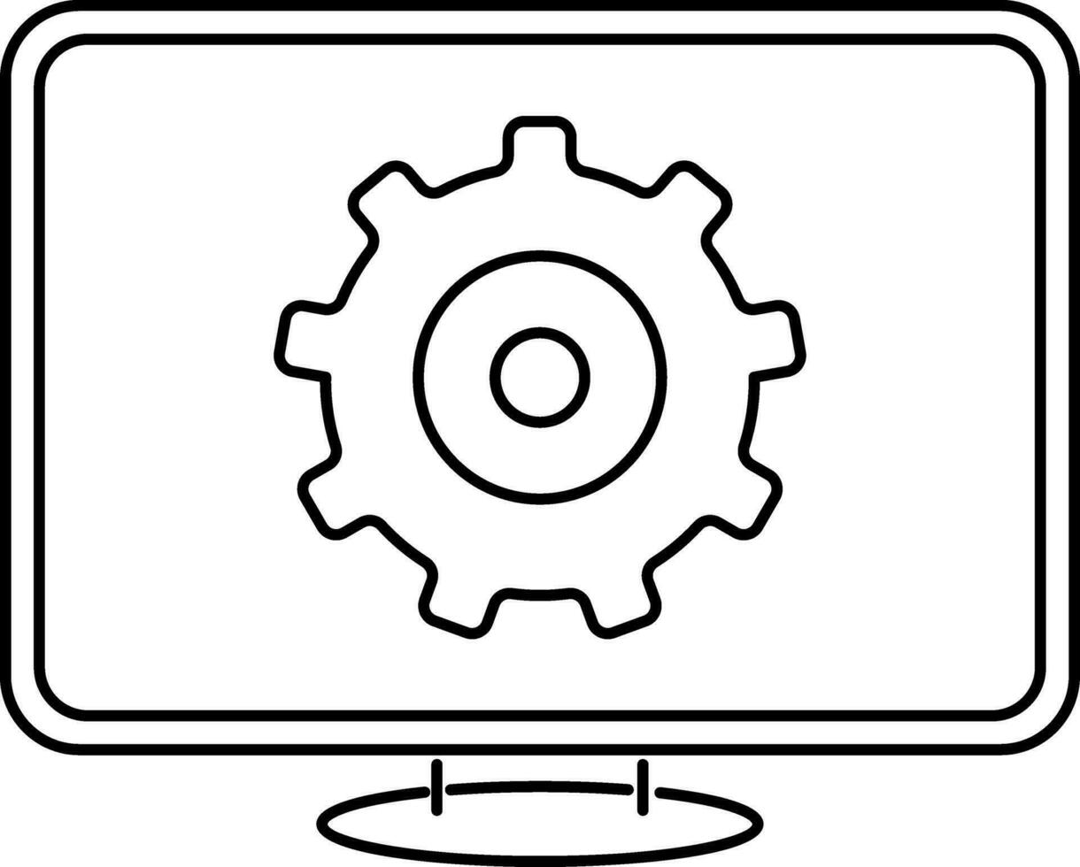 Desktop with Cogwheel, Setting sign or symbol. vector