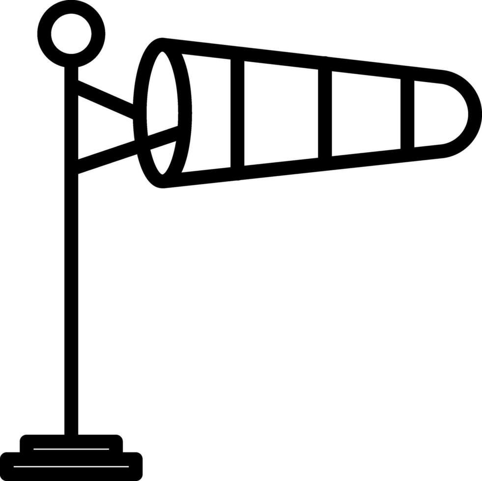 Black line art wind vane icon. vector