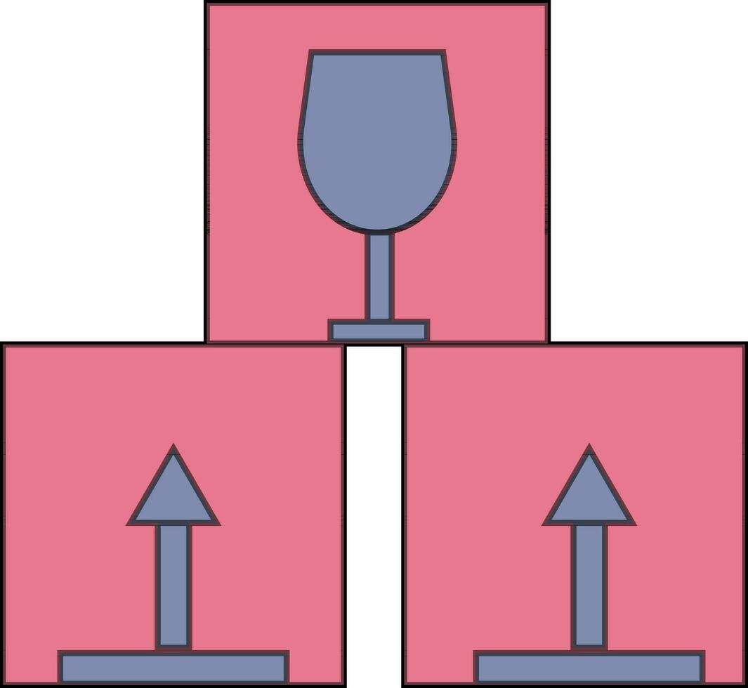 Pink and purple cardboard boxes in flat style. vector