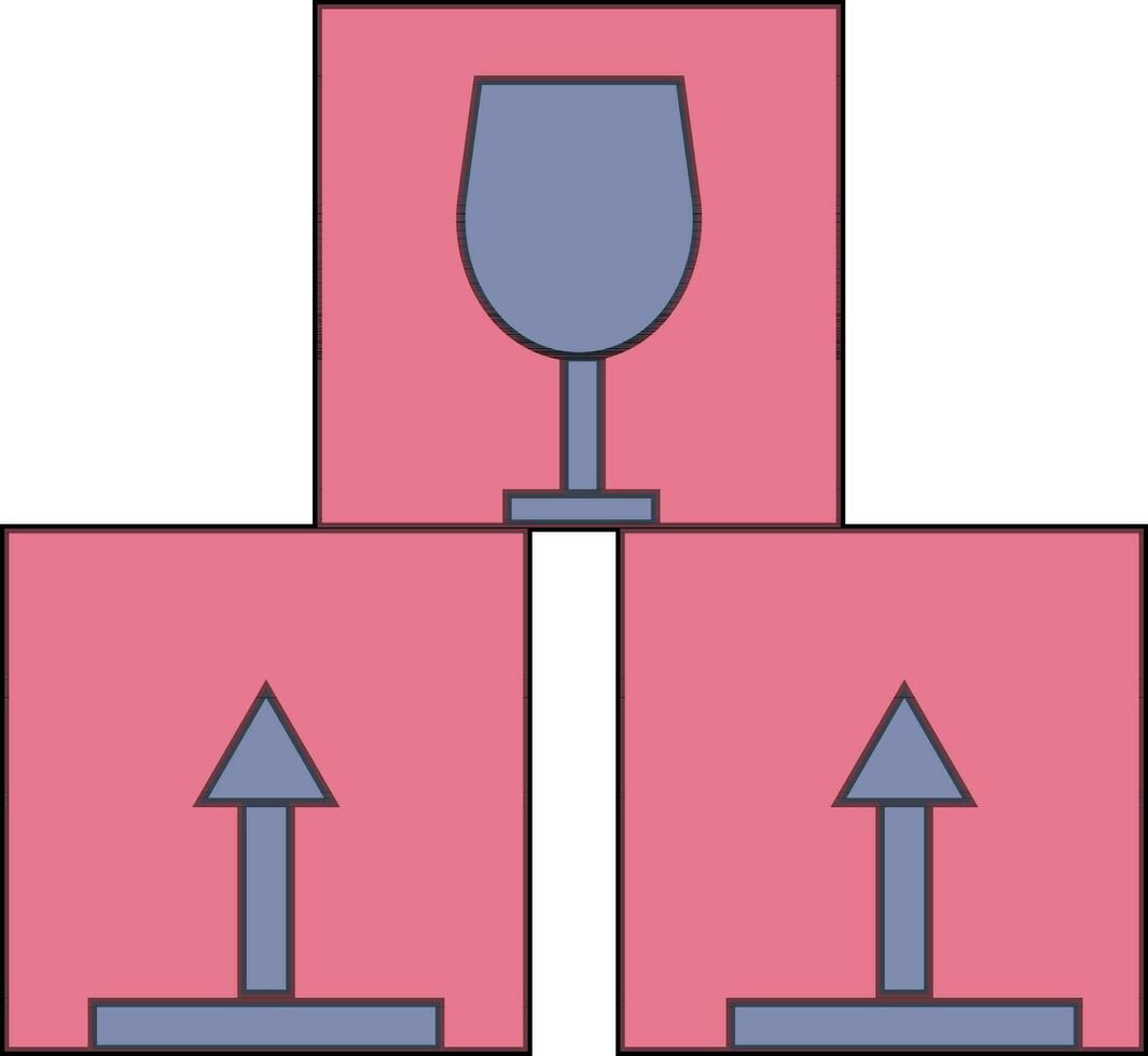 rosado y púrpura cartulina cajas en plano estilo. vector