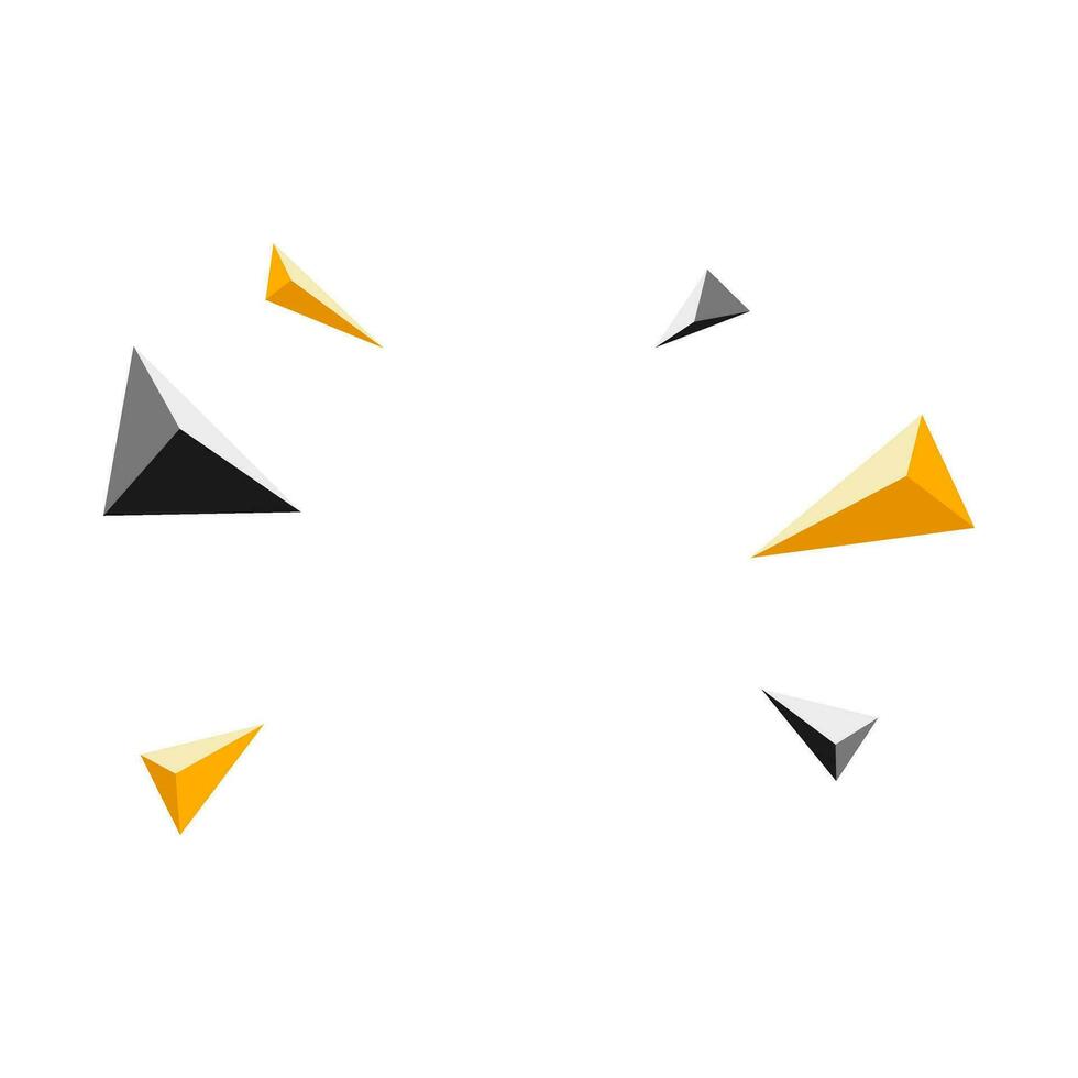 Abstract 3d geometric triangle in yellow and grey color. vector