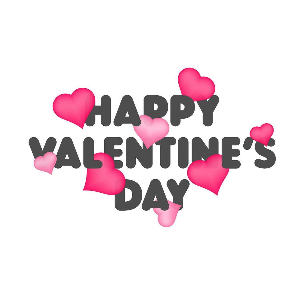 Hearts decorated text Happy Valentine's Day. vector