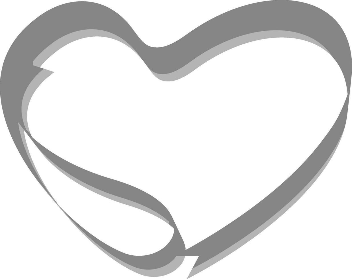 Silk glossy ribbon gray heart over white. vector