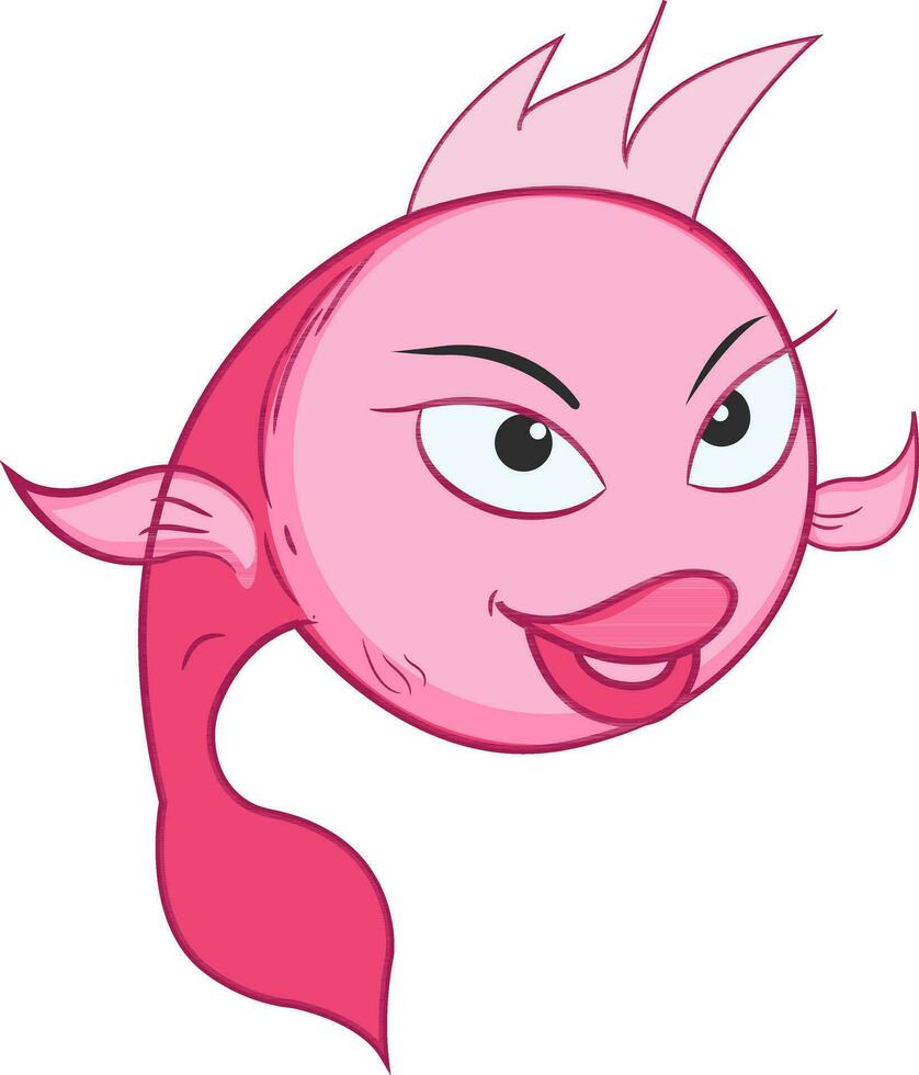 Cartoon pink fish illustration vector. vector
