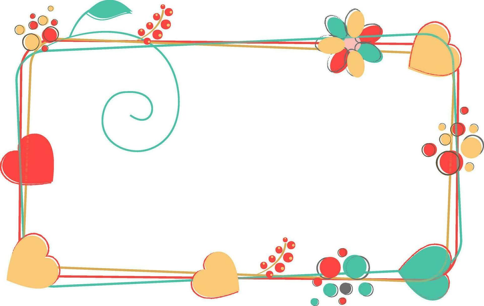 Frame from wild charming flowers and heart. vector
