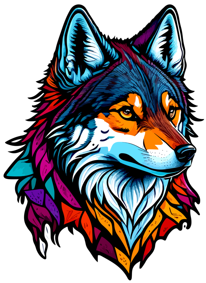 Wolf Face Logo Mascot Illustration with AI Generative png