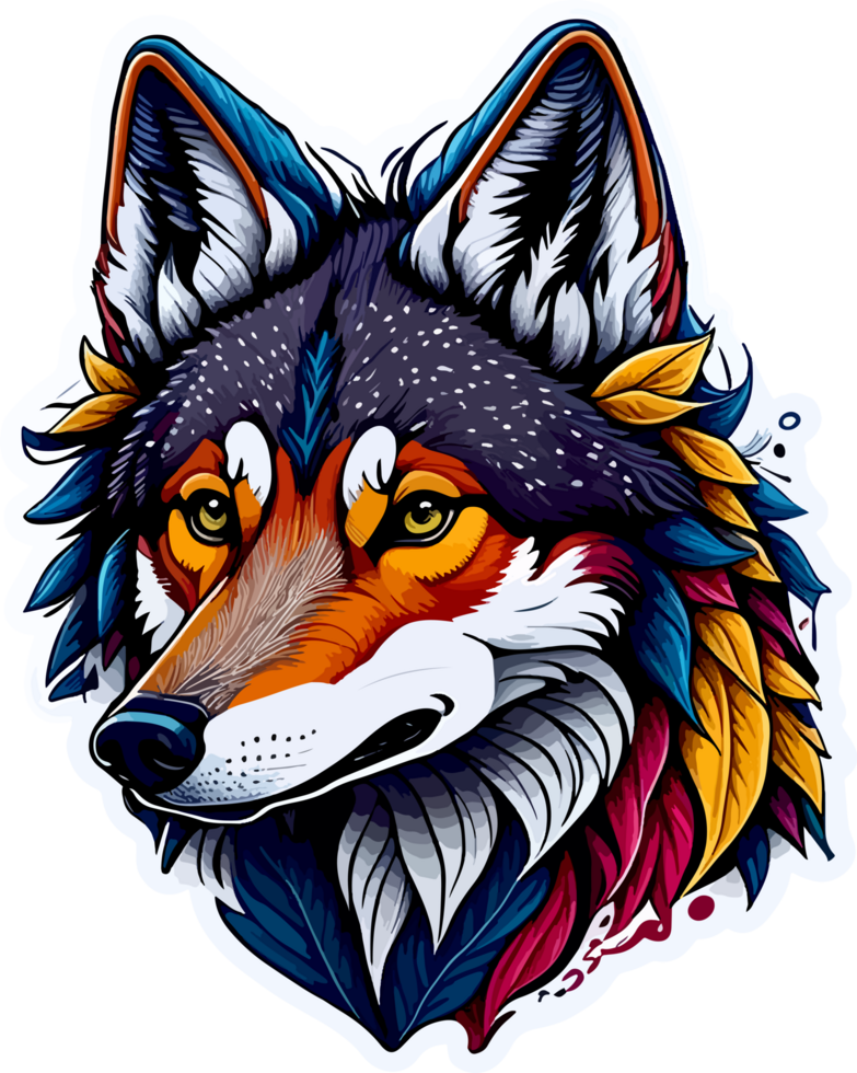 Wild Wolf Face Mascot Illustration with AI Generative png