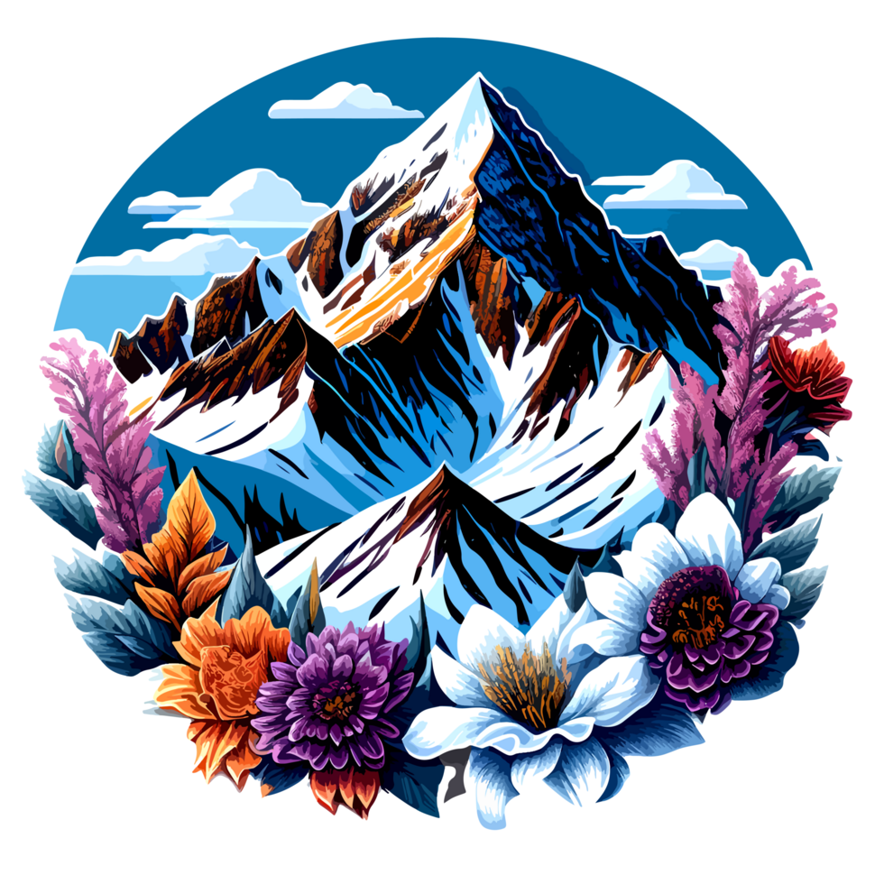 montaña nieve Insignia ilustración con ai generativo png