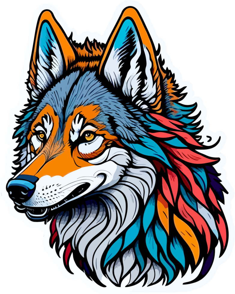 Wolf Face Mascot Illustration with AI Generative png