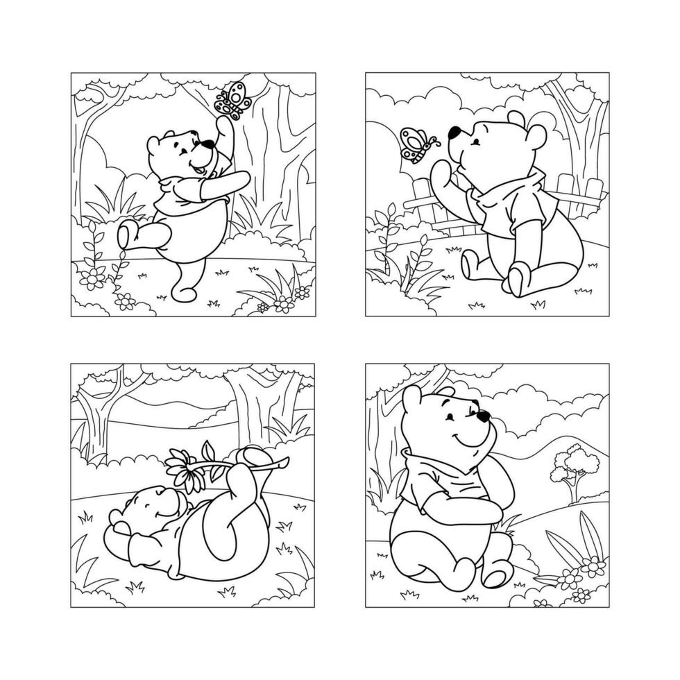 Cute Bear Coloring Book Collection vector