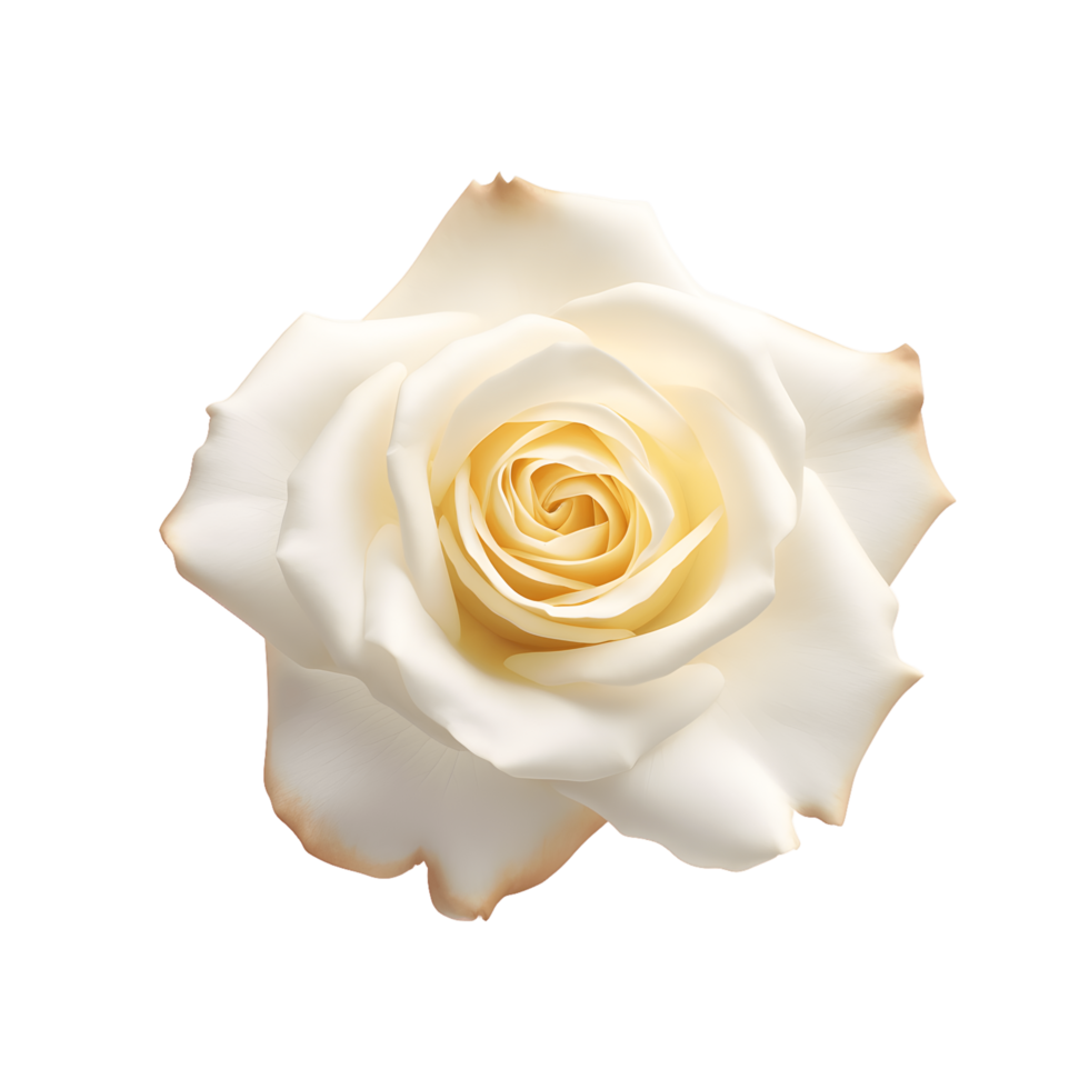 White, gold rose isolated on transparent background. AI Generated png