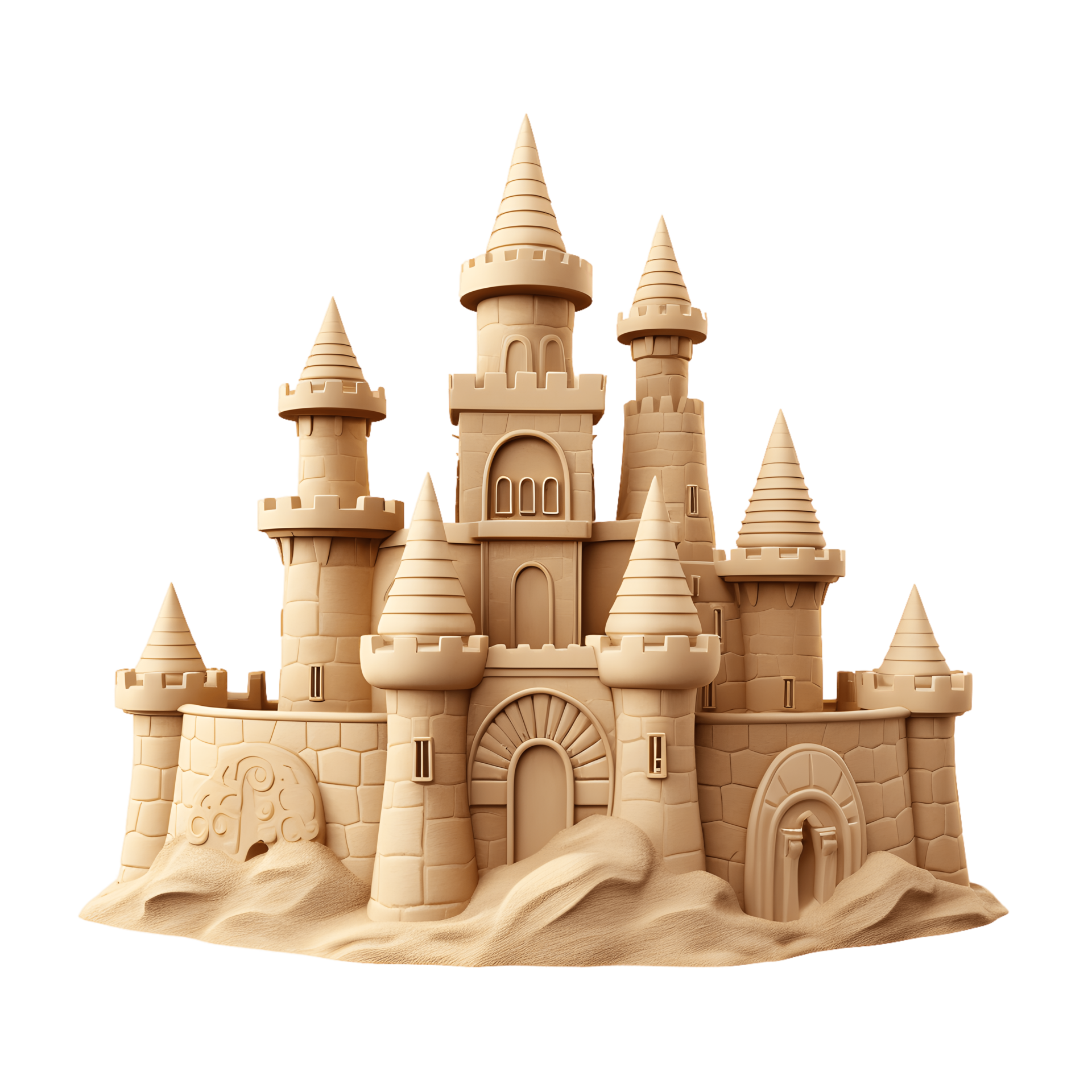 Sand castles isolated on transparent background. 3D rendering. 24856597 PNG