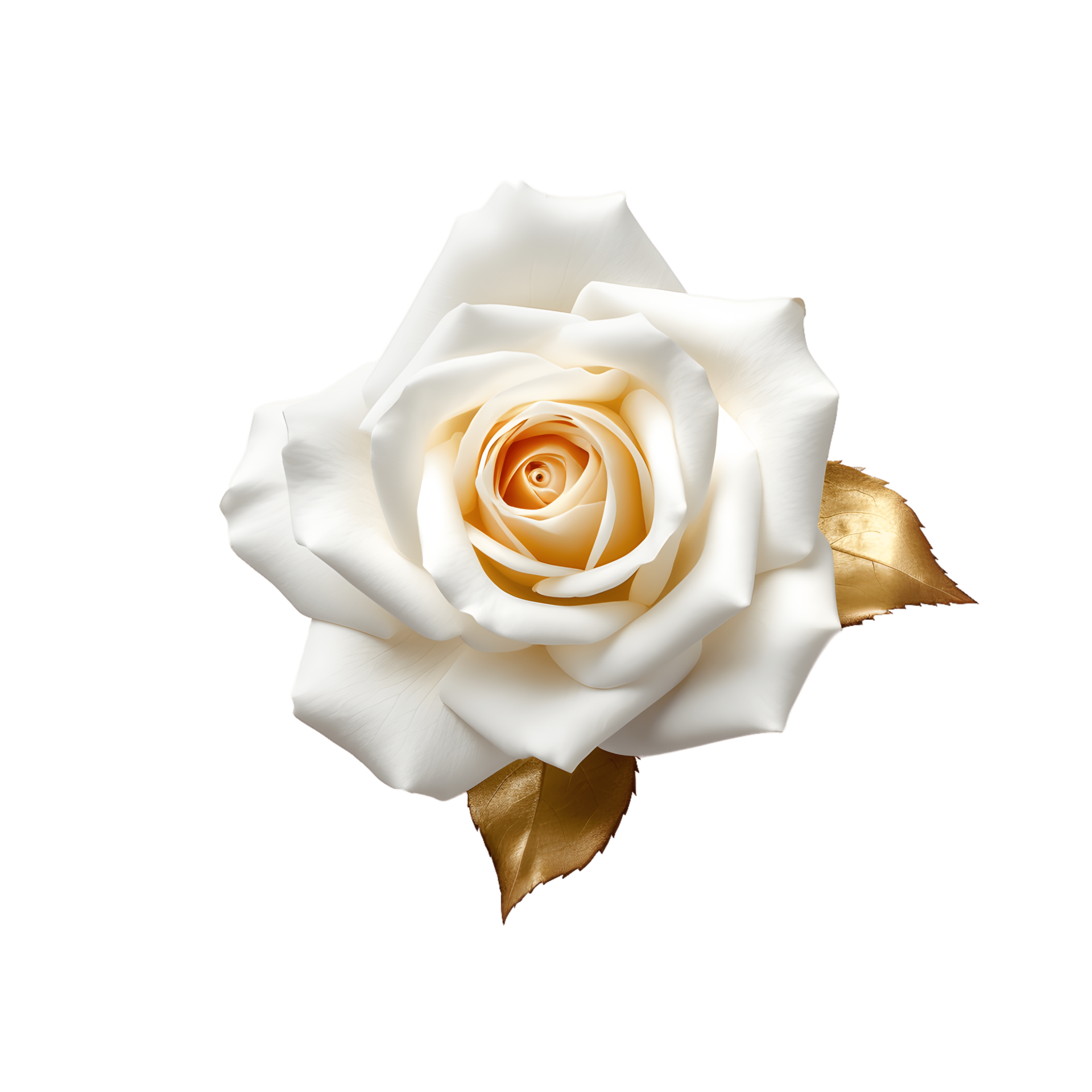 White, gold rose isolated on transparent background. 24856598 PNG