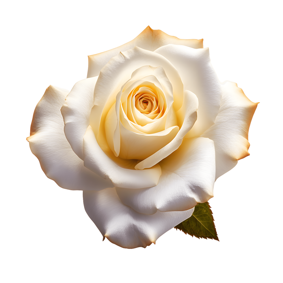 White, gold rose isolated on transparent background. AI Generated png