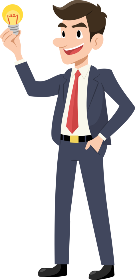 Businessman smile happy flat style cartoon. png