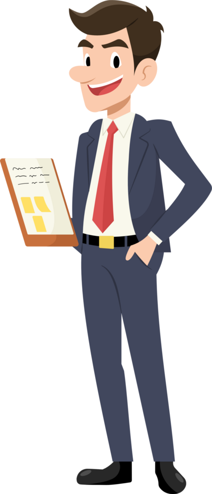 Businessman smile happy flat style cartoon. png