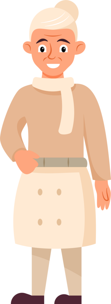 Senior woman, Happy people, flat style cartoon. png