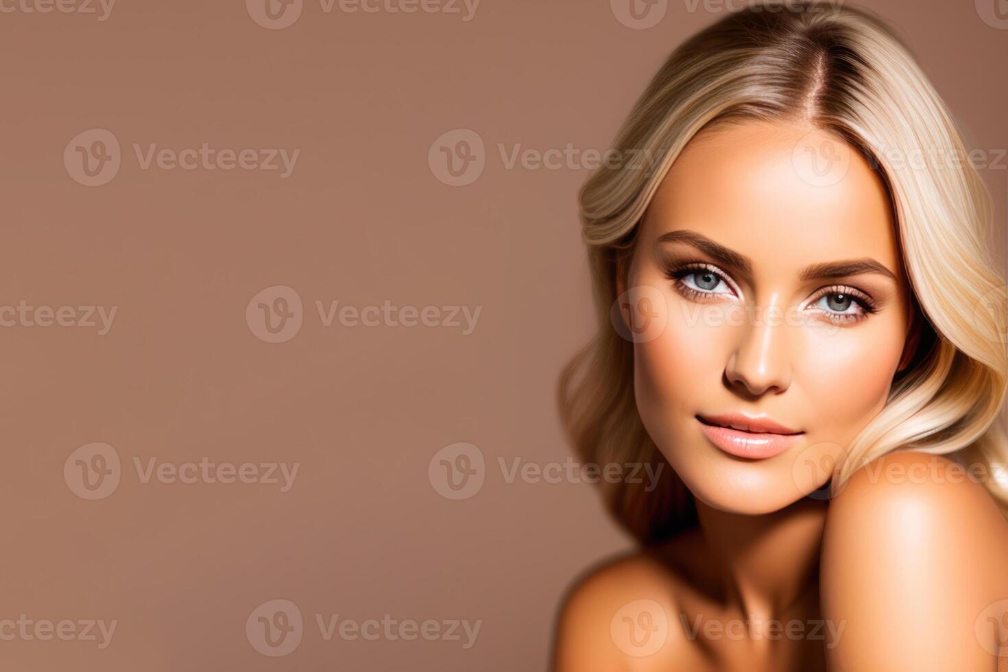 Portrait of beautiful young woman with luxury makeup. photo