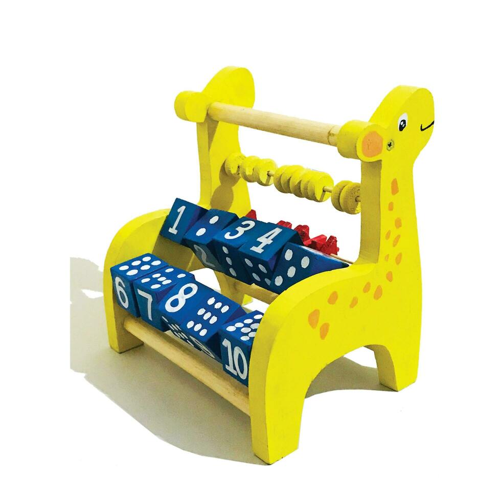A wooden toy giraffe, eco-friendly and safe handmade puzzle for children development and learning photo