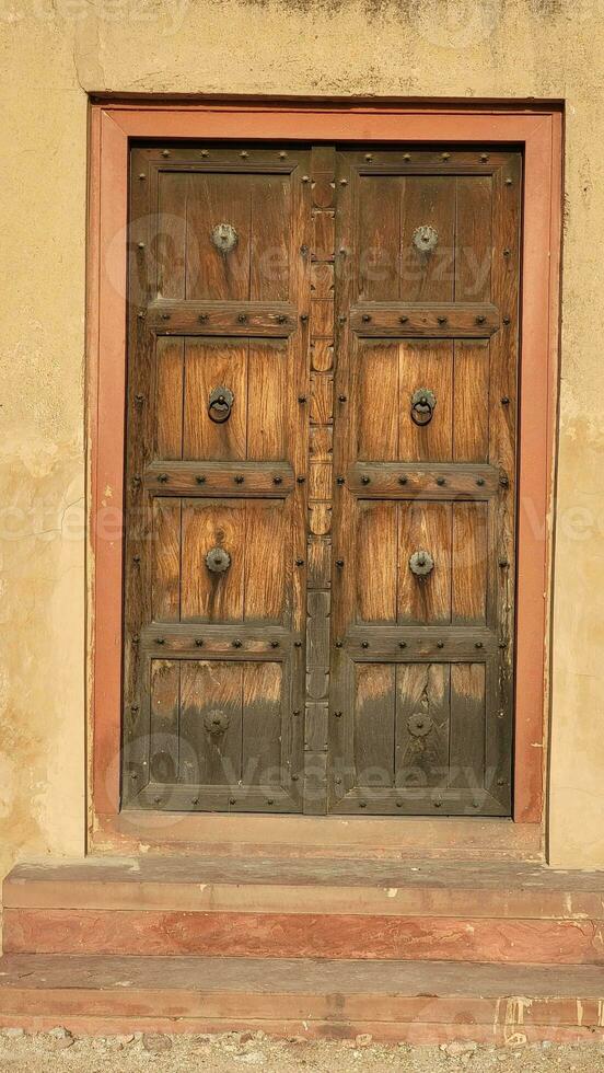 Beautiful wood door in Lahore fort photo
