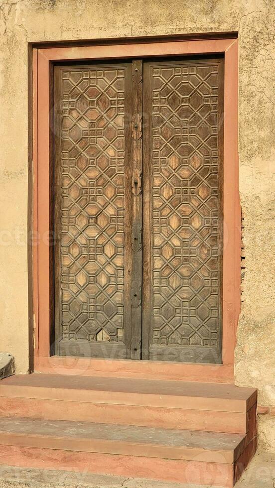 Beautiful wood door in Lahore fort photo