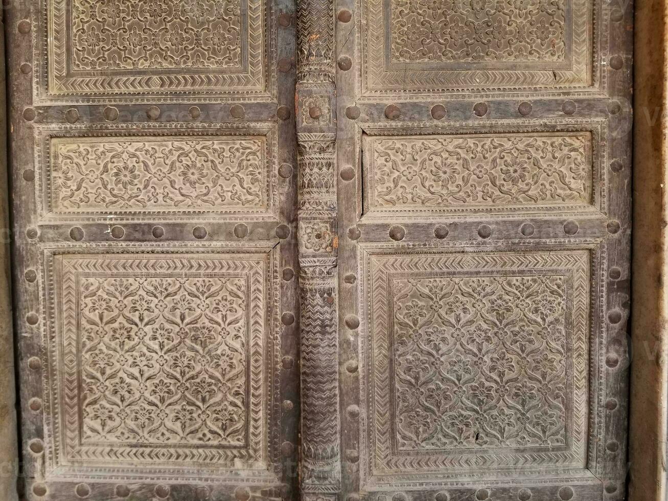 Old wood texture door at lahore fort photo