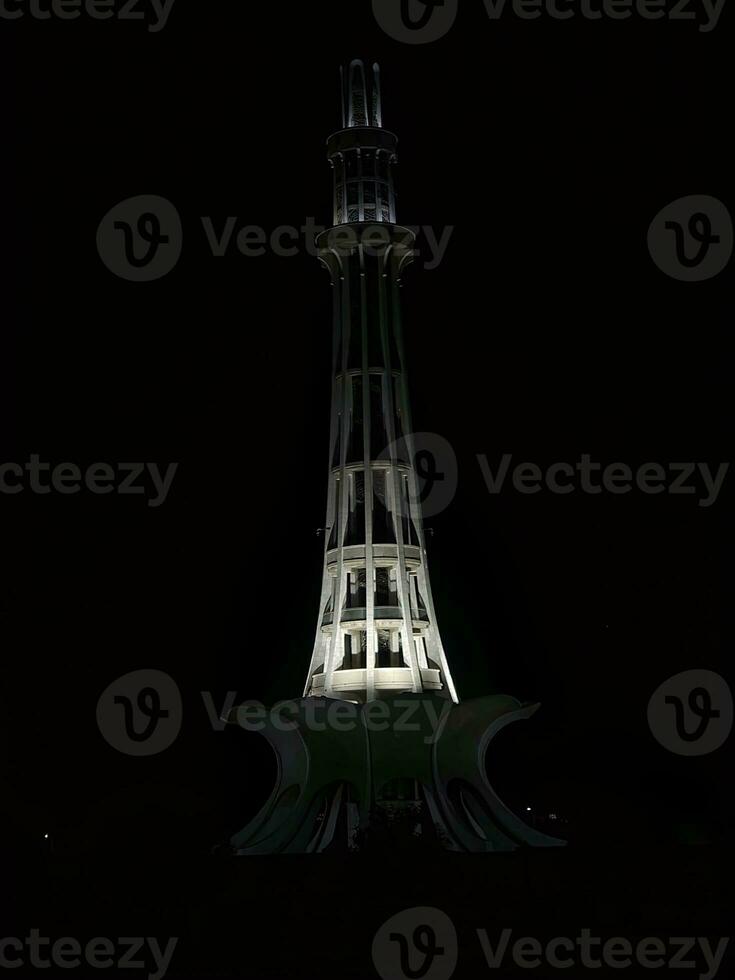 Manar Pakistan showing its beauty at night photo