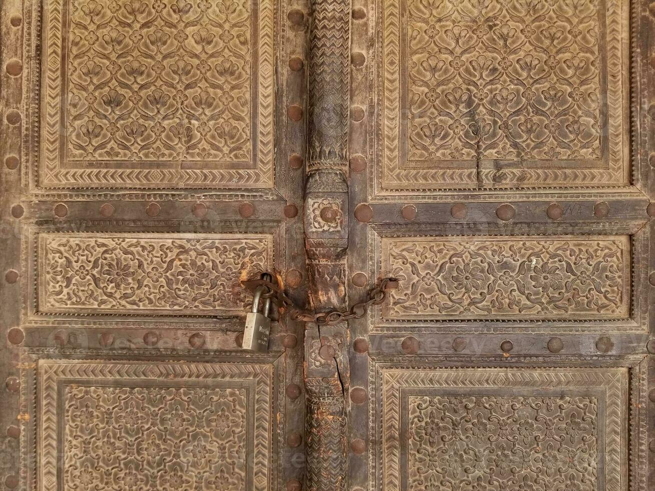 Old wood texture door at lahore fort photo