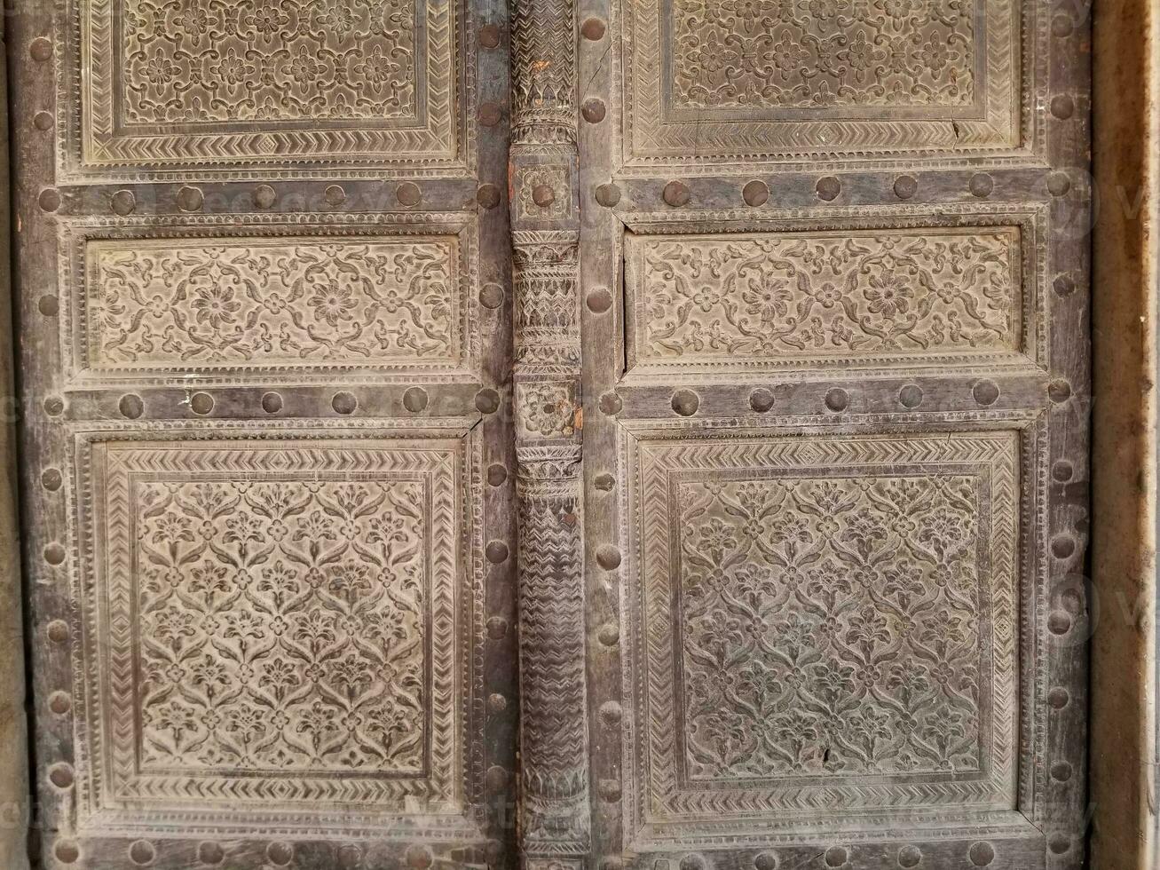 Old wood texture door at lahore fort photo