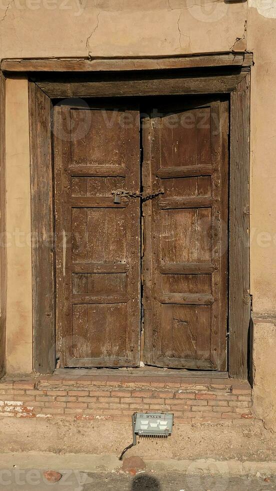 Old wood texture door at lahore fort photo