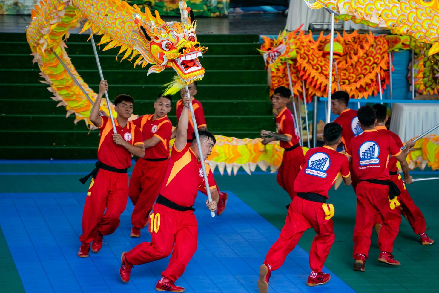 Ho Chi Minh, Viet Nam - 22 April 2023 Dragon dance, celebrate the new year. At the park photo