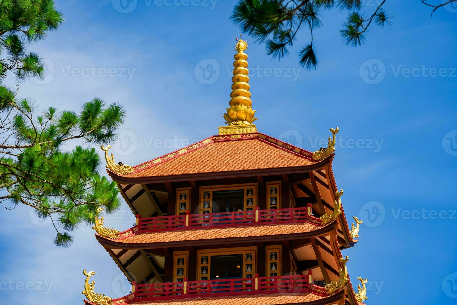 Beautiful architecture of Bat Nha Pagoda in Bao loc city photo