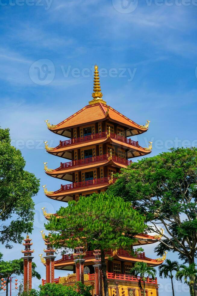 Beautiful architecture of Bat Nha Pagoda in Bao loc city photo