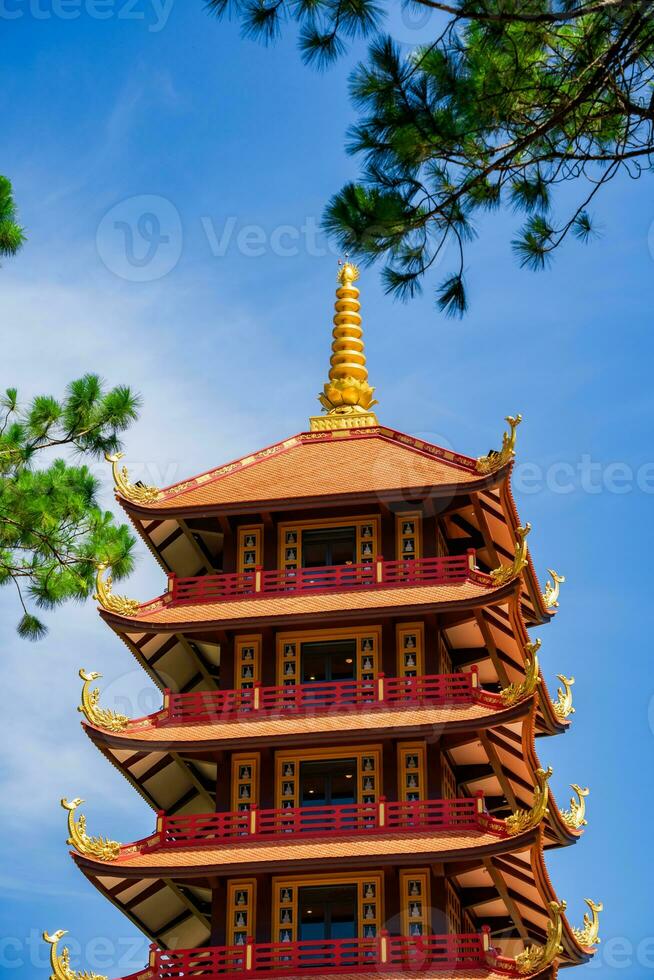 Beautiful architecture of Bat Nha Pagoda in Bao loc city photo