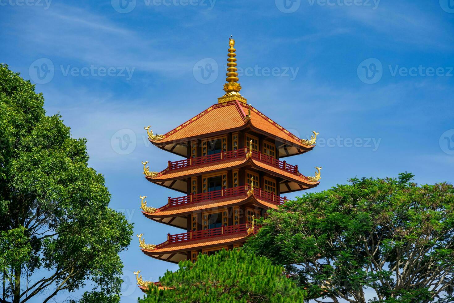 Beautiful architecture of Bat Nha Pagoda in Bao loc city photo