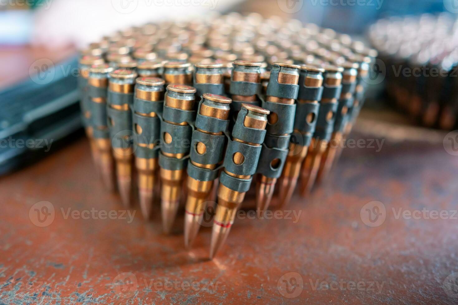 Preparing for reloading, main focus on ballistic point bullets, soft focus photo