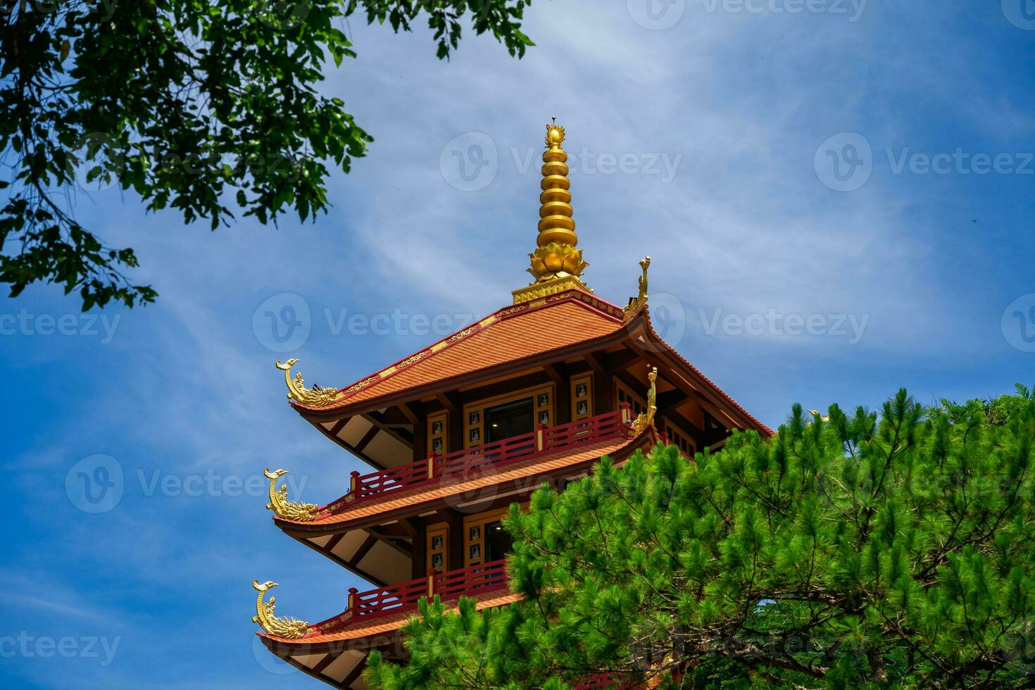 Beautiful architecture of Bat Nha Pagoda in Bao loc city photo