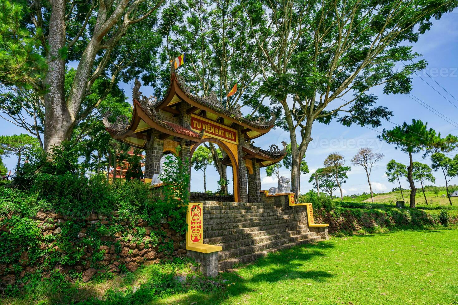 Beautiful architecture of Bat Nha Pagoda in Bao loc city photo