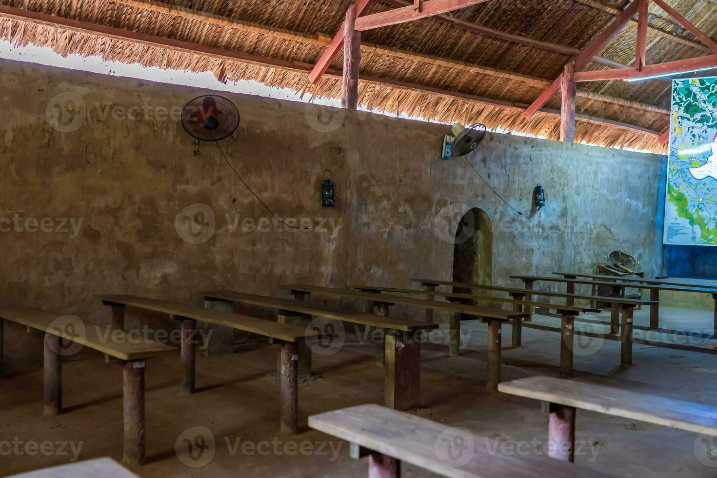 The Cu Chi tunnels were the Viet Cong's base of operations for the Tet Offensive in 1968. Famous tourist attraction in Vietnam. Stock photo