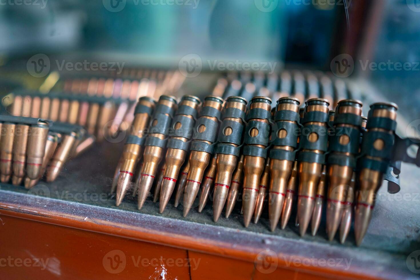 Preparing for reloading, main focus on ballistic point bullets, soft focus photo