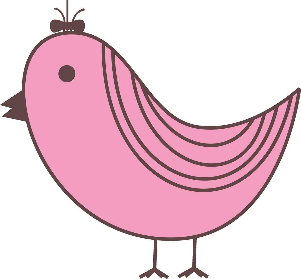 Cartoon cute vector of pink bird.