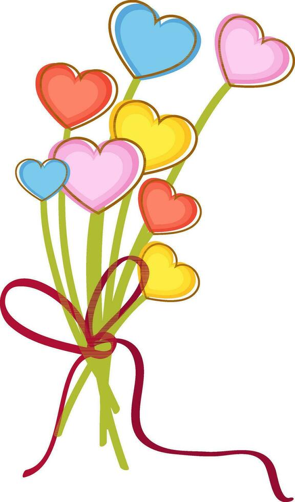 Bouquet of flower with ribbon Valentine's concept. vector