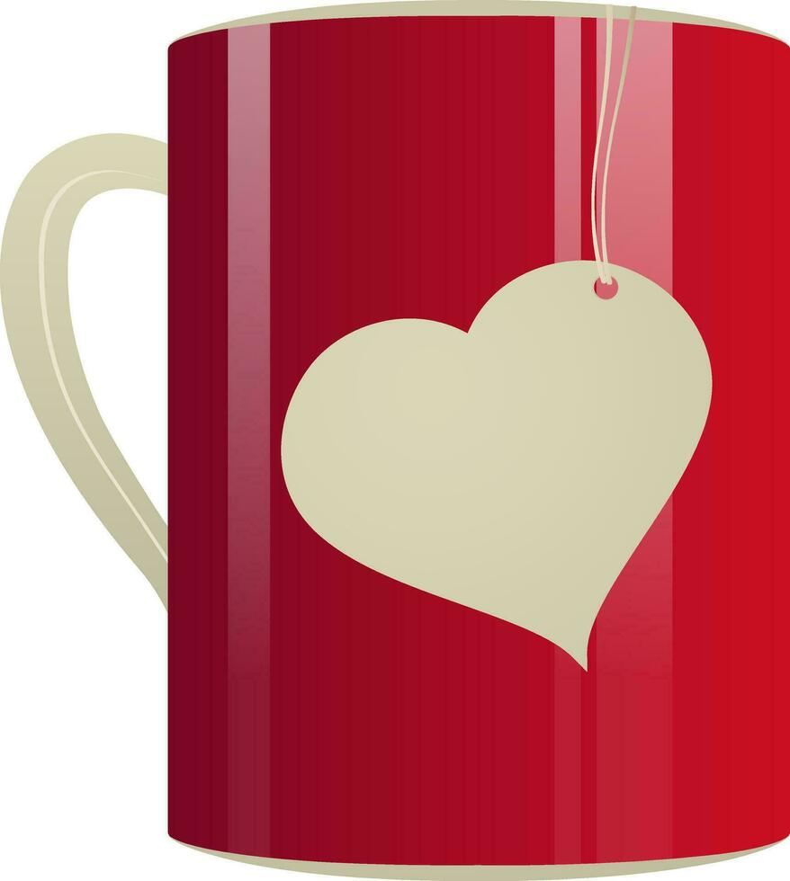 Cup and tea bag with yellow heart. vector