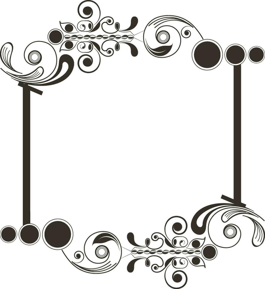 Blank gray floral design decorated frame. vector