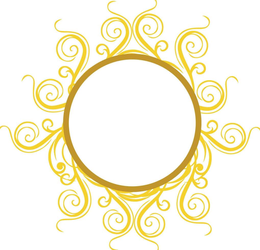 Yellow floral design blank circle frame. vector