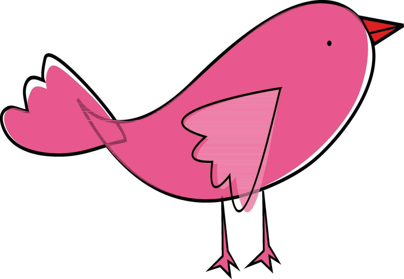 Bird made by pink line art. vector